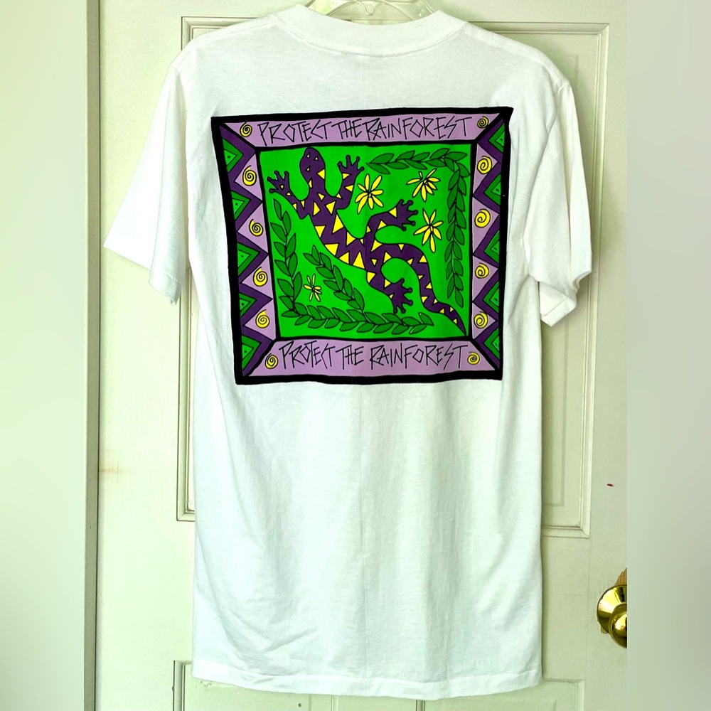 Vintage Men’s Protect The Rainforest Tee M 38-40 Lizard Salamander Gecko NWT